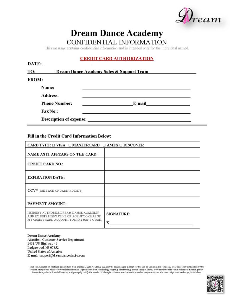 Right click and save the Credit Card Authorization Form below.